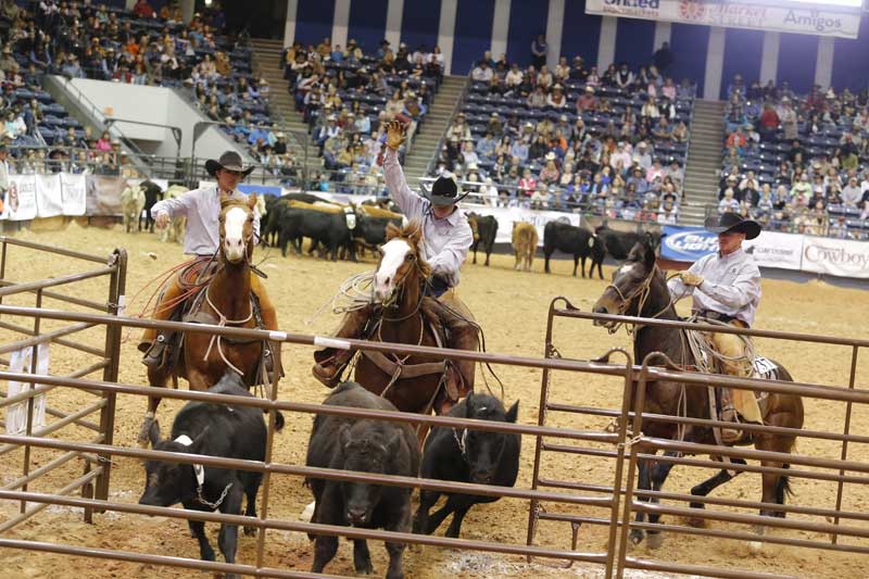 The Spires Land and Cattle team penned their calves in 80.37 seconds Thursday night.