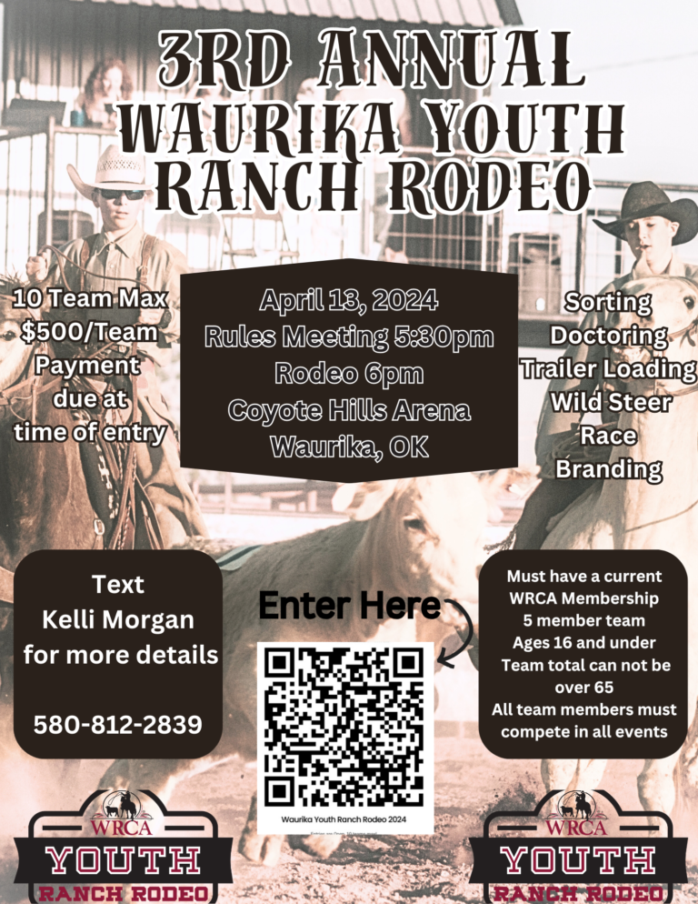 2024 WRCA Sanctioned Youth Ranch Rodeo Schedule