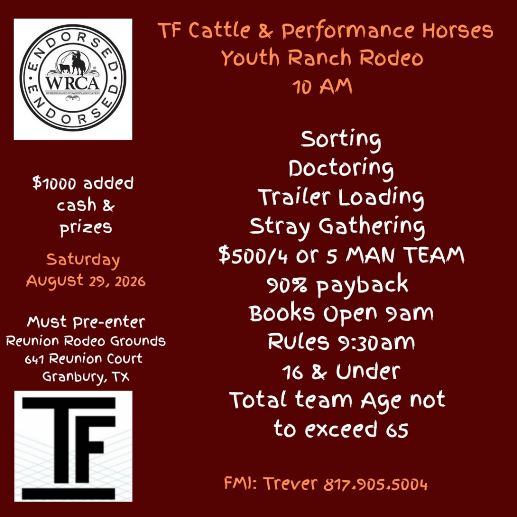 TF Cattle & Performance Horses Youth Ranch Rodeo flyer